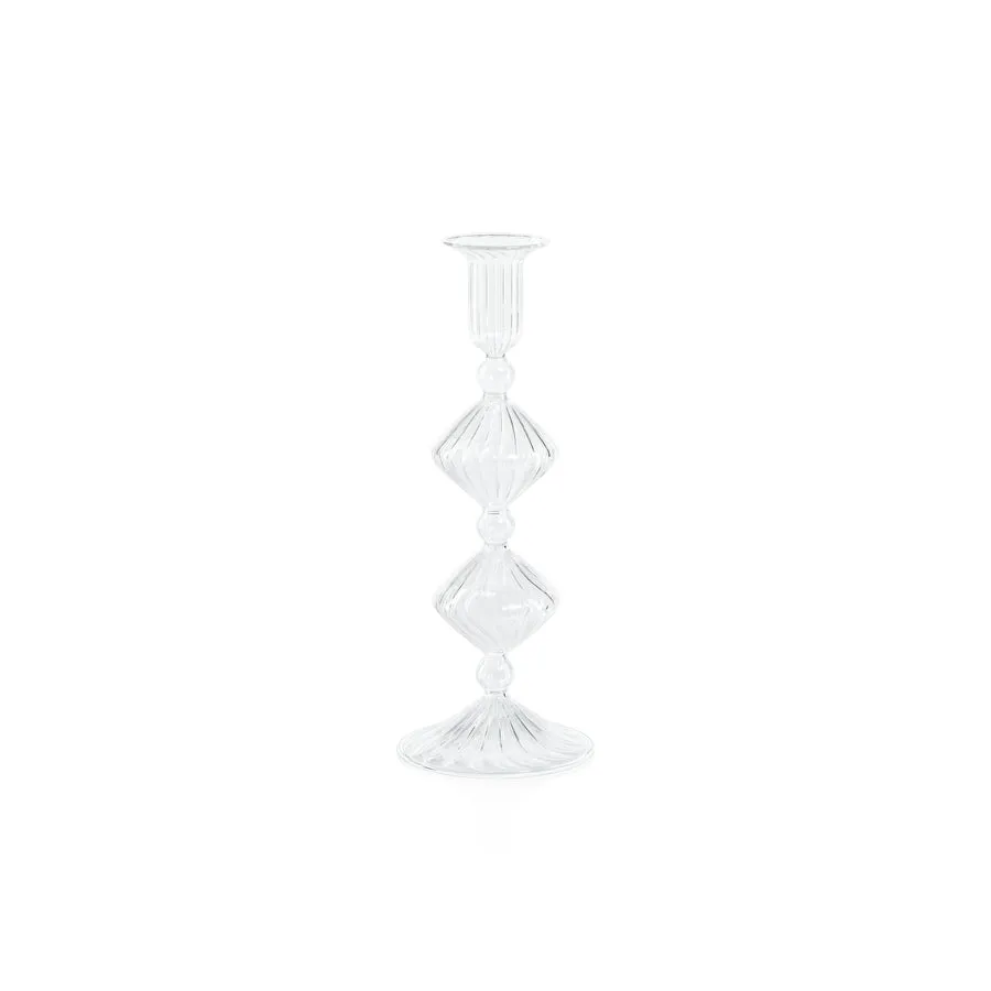 Candeliere Glass Taper Holder - Clear - 10 in