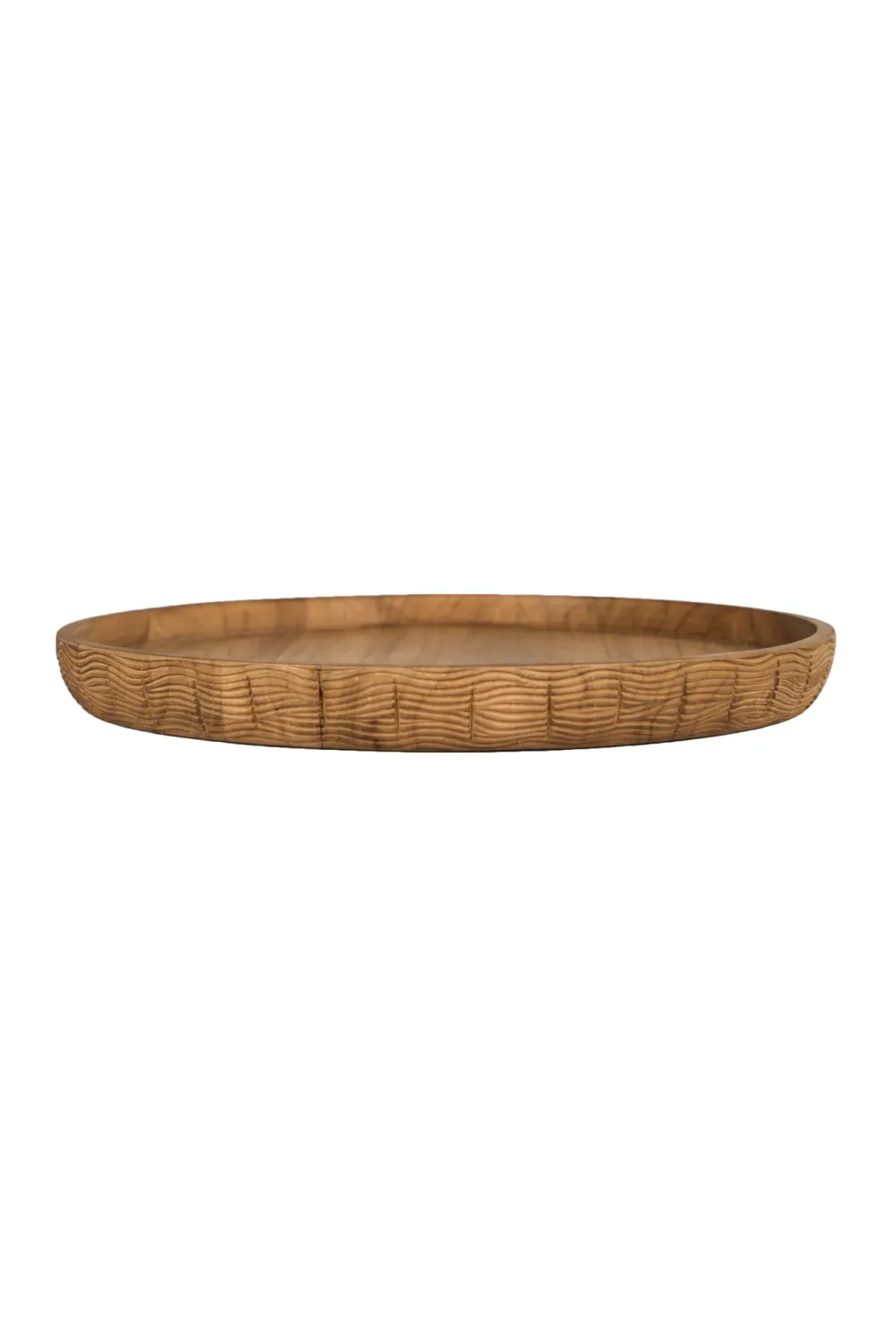 Carved Side Round Teak Tray Bowl | Dareels Ijen 31