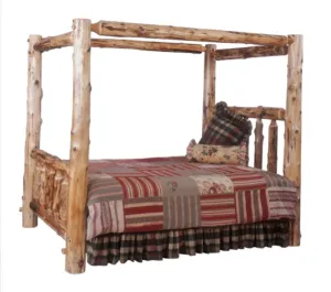 Cedar Log Canopy Bed - King