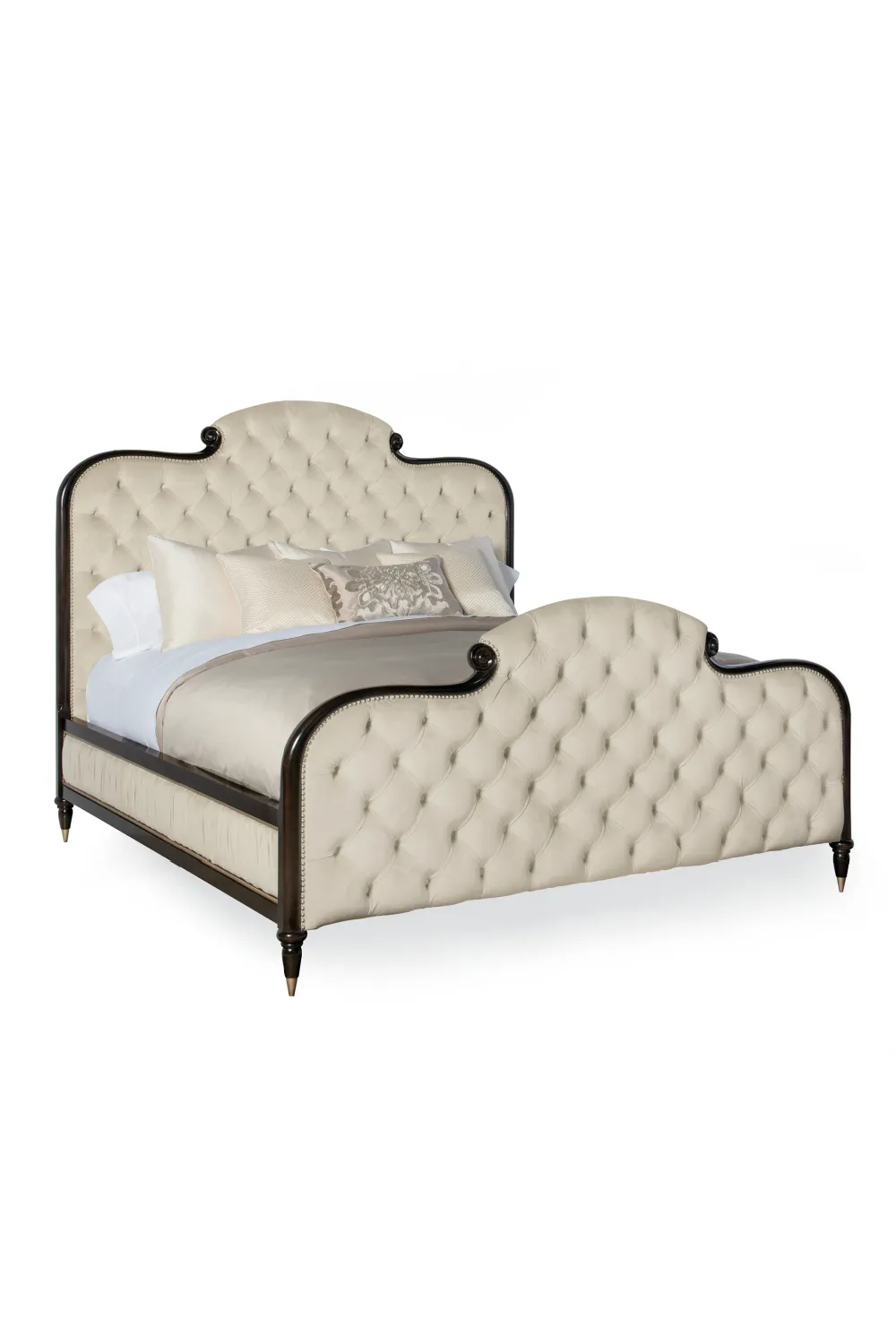 Cream Tufted Silk California King Bed | Caracole Everly