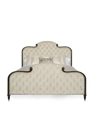 Cream Tufted Silk California King Bed | Caracole Everly