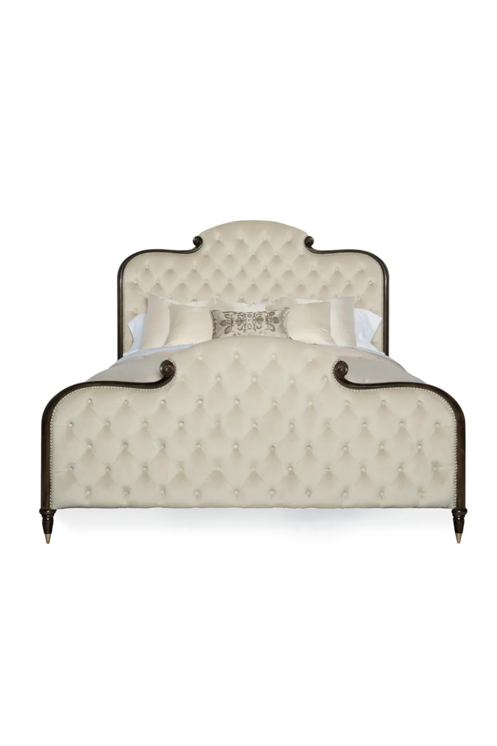 Cream Tufted Silk California King Bed | Caracole Everly