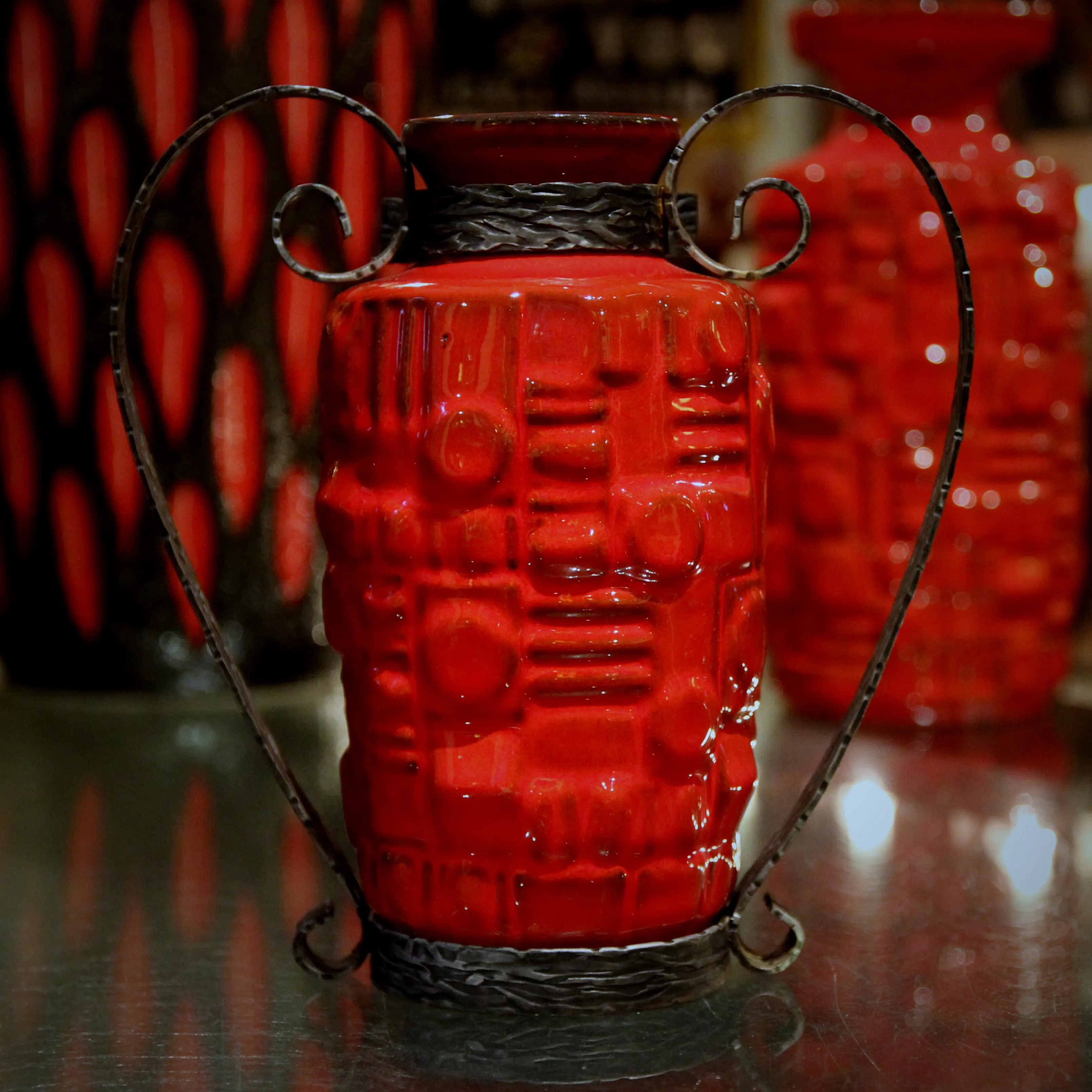 Cubist Vase with Steel Mounts