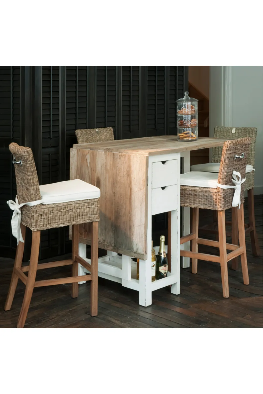 Cushioned Handwoven Bar Stool | Rivièra Maison Rustic Rattan