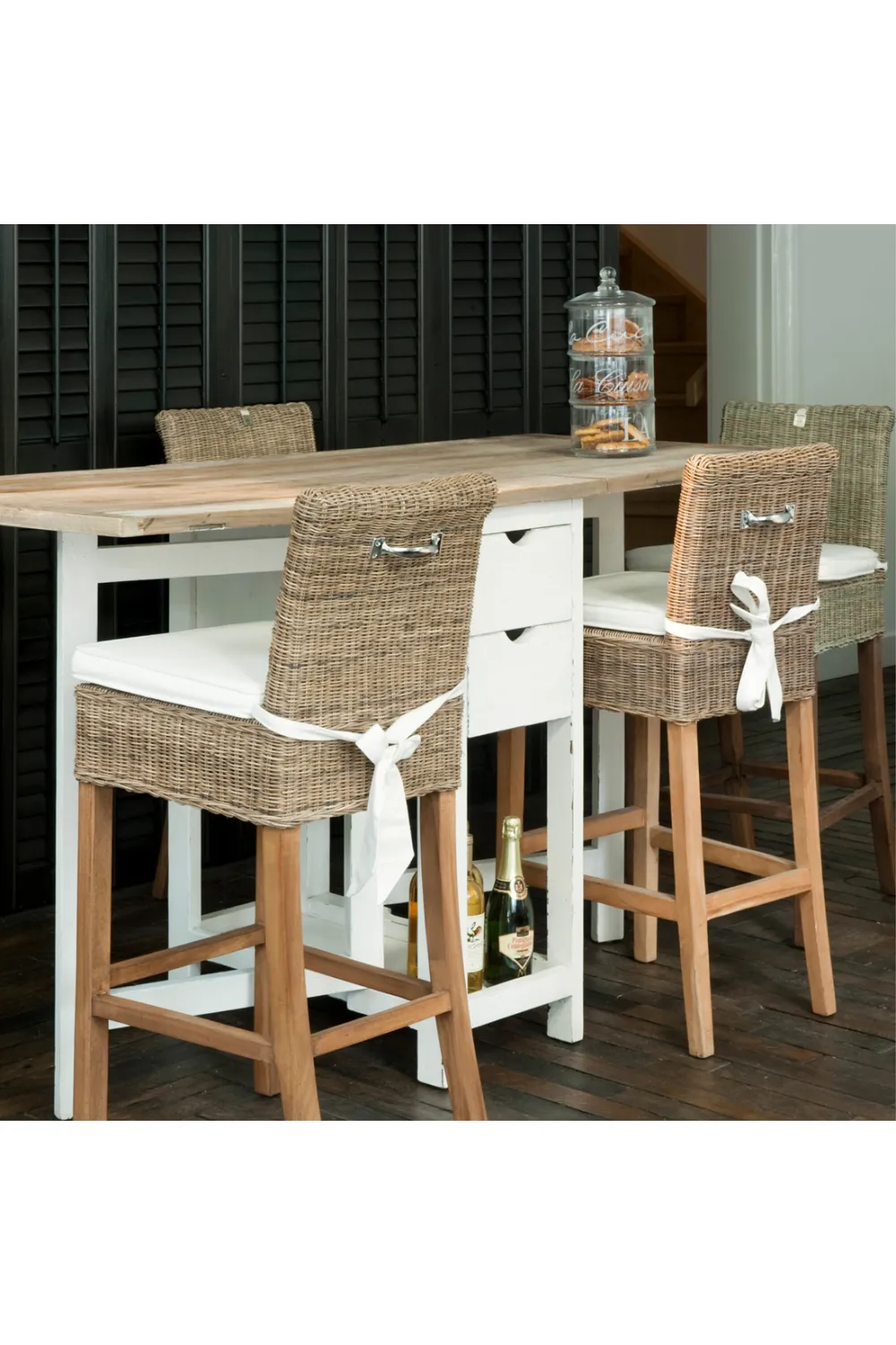 Cushioned Handwoven Bar Stool | Rivièra Maison Rustic Rattan