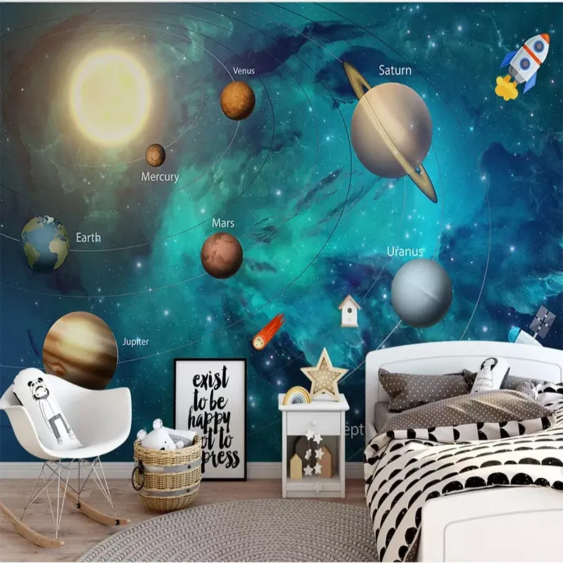 Custom Wallpaper Mural for Kid's Room Hand-painted Space Universe(㎡)