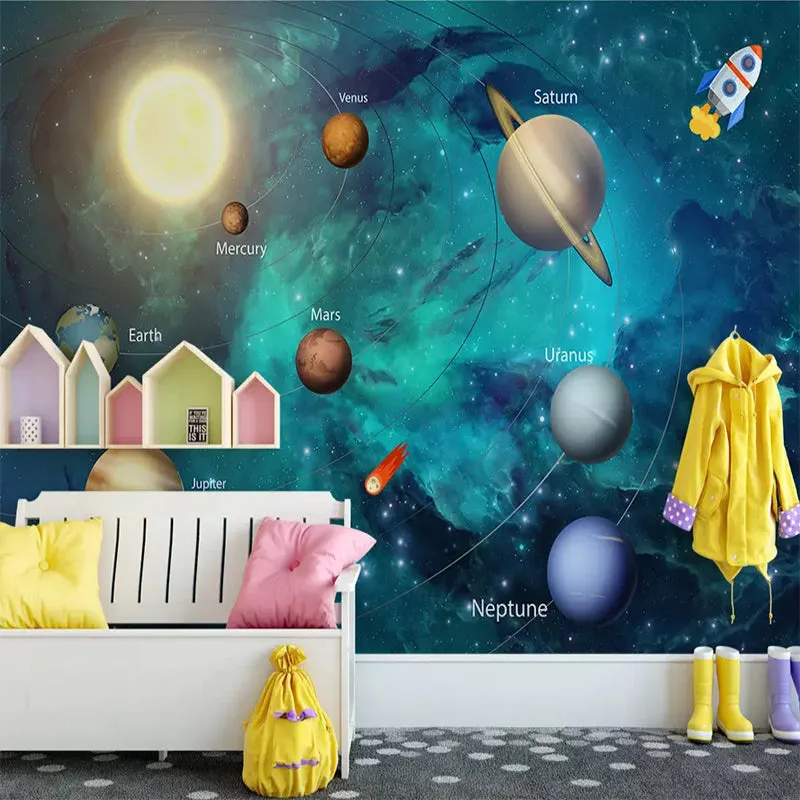 Custom Wallpaper Mural for Kid's Room Hand-painted Space Universe(㎡)