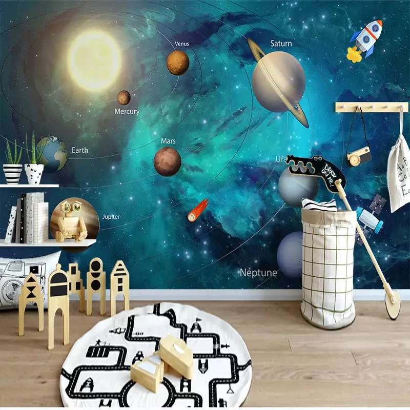 Custom Wallpaper Mural for Kid's Room Hand-painted Space Universe(㎡)