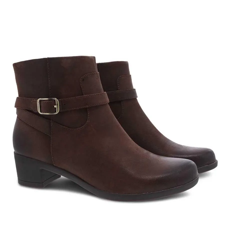 Dansko Cagney Bootie - Brown Burnished Nubuck