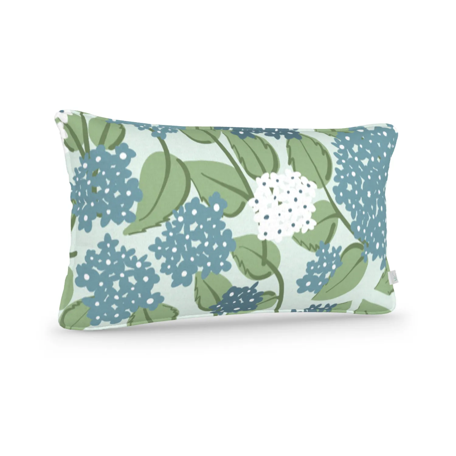 Decorative Lumbar Pillow in Hydrangea Holiday: Bluestone