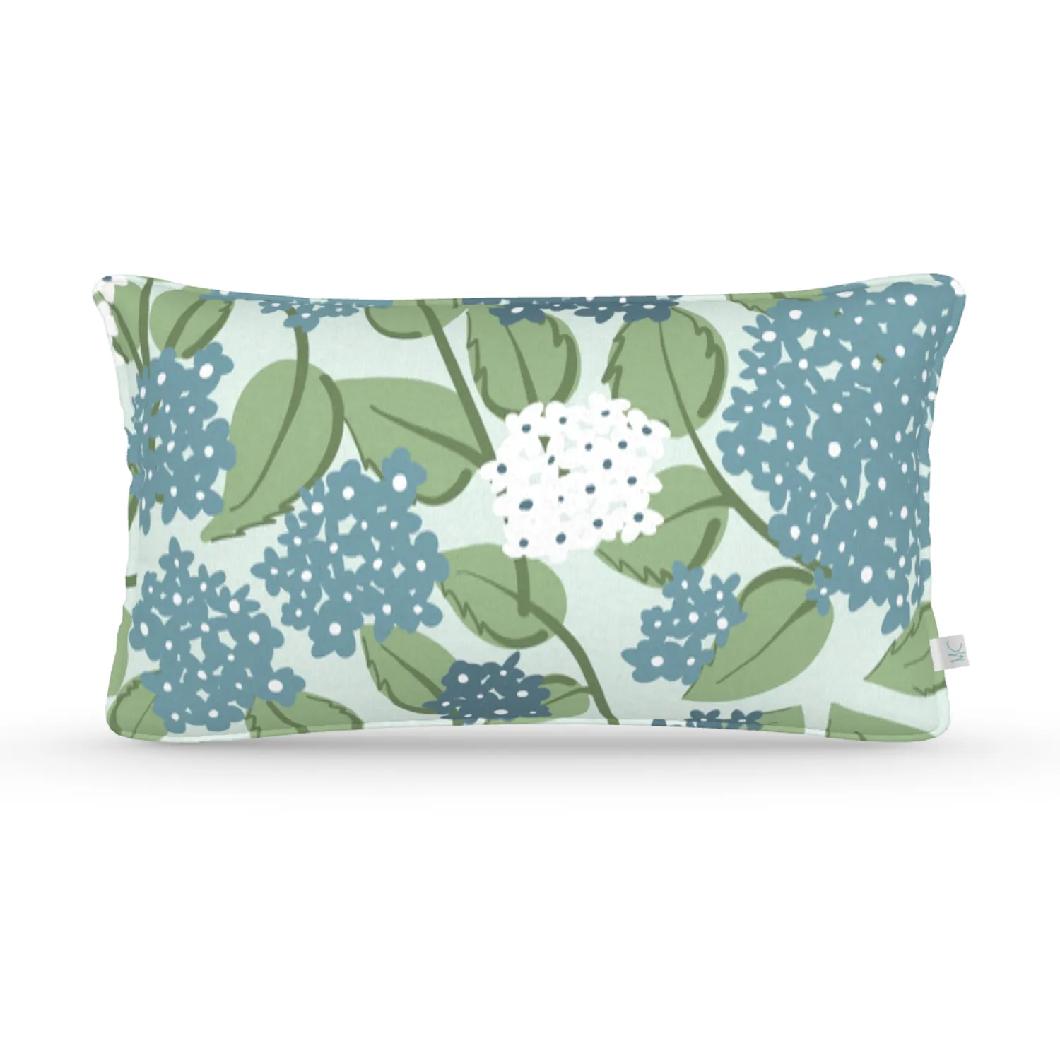 Decorative Lumbar Pillow in Hydrangea Holiday: Bluestone