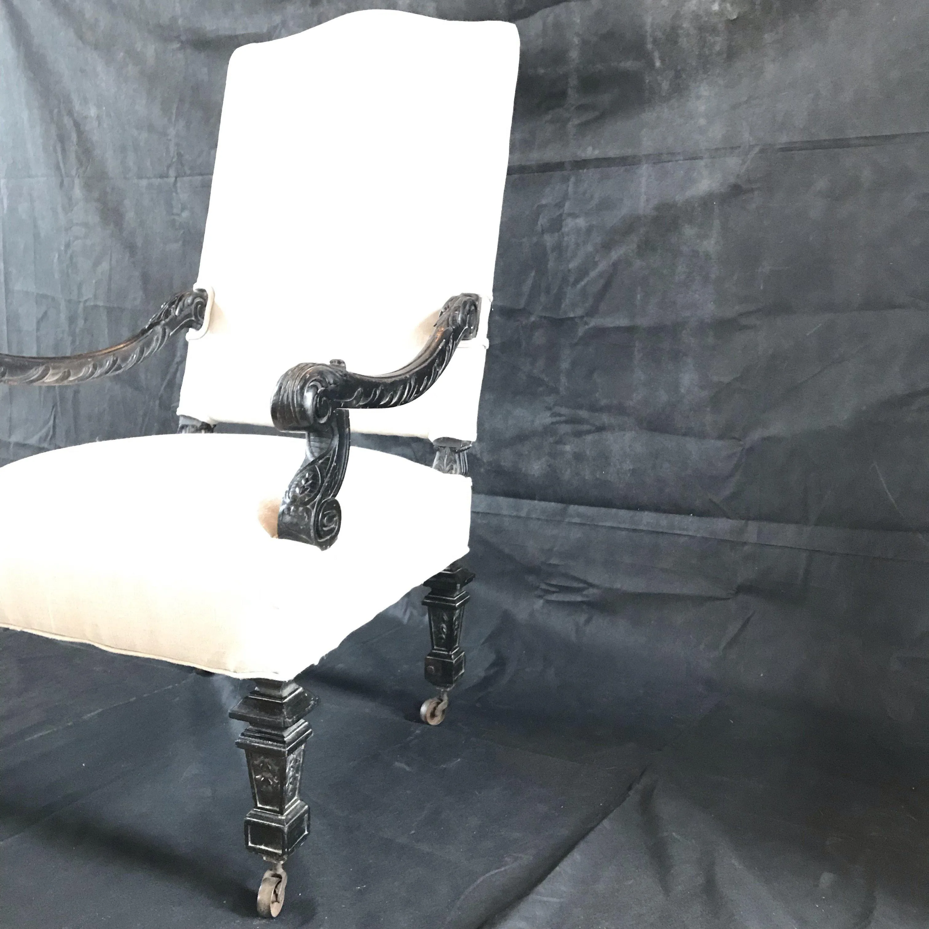 Early French Louis XIV Antique Armchair Beautifully Carved (Reupholstered)