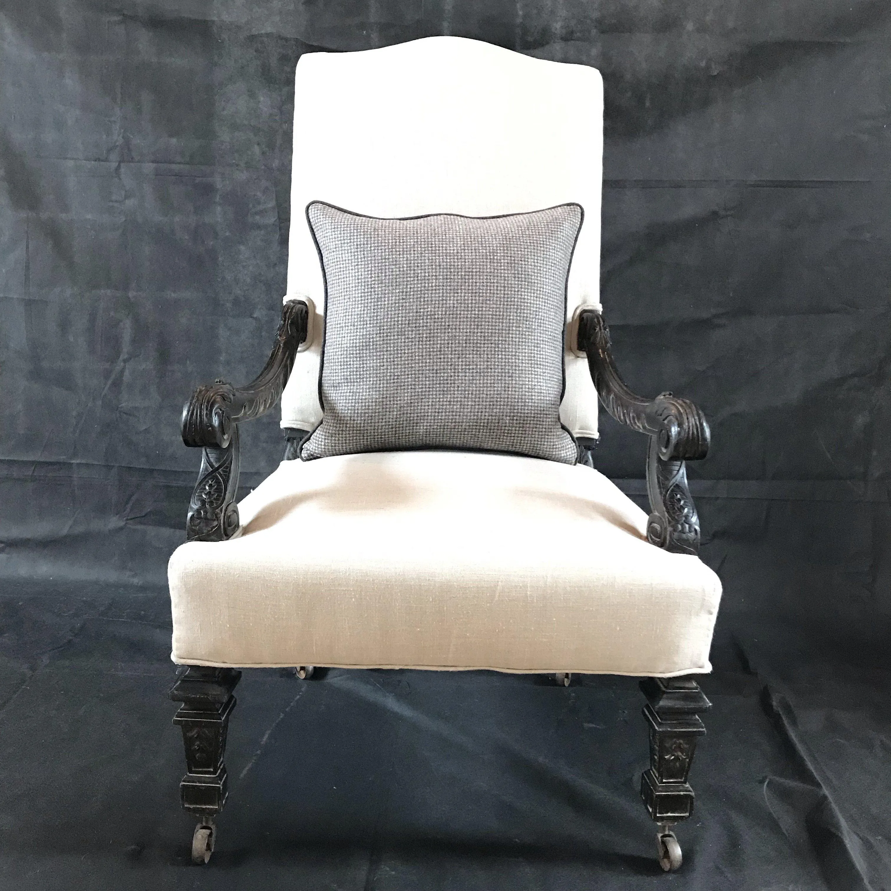 Early French Louis XIV Antique Armchair Beautifully Carved (Reupholstered)