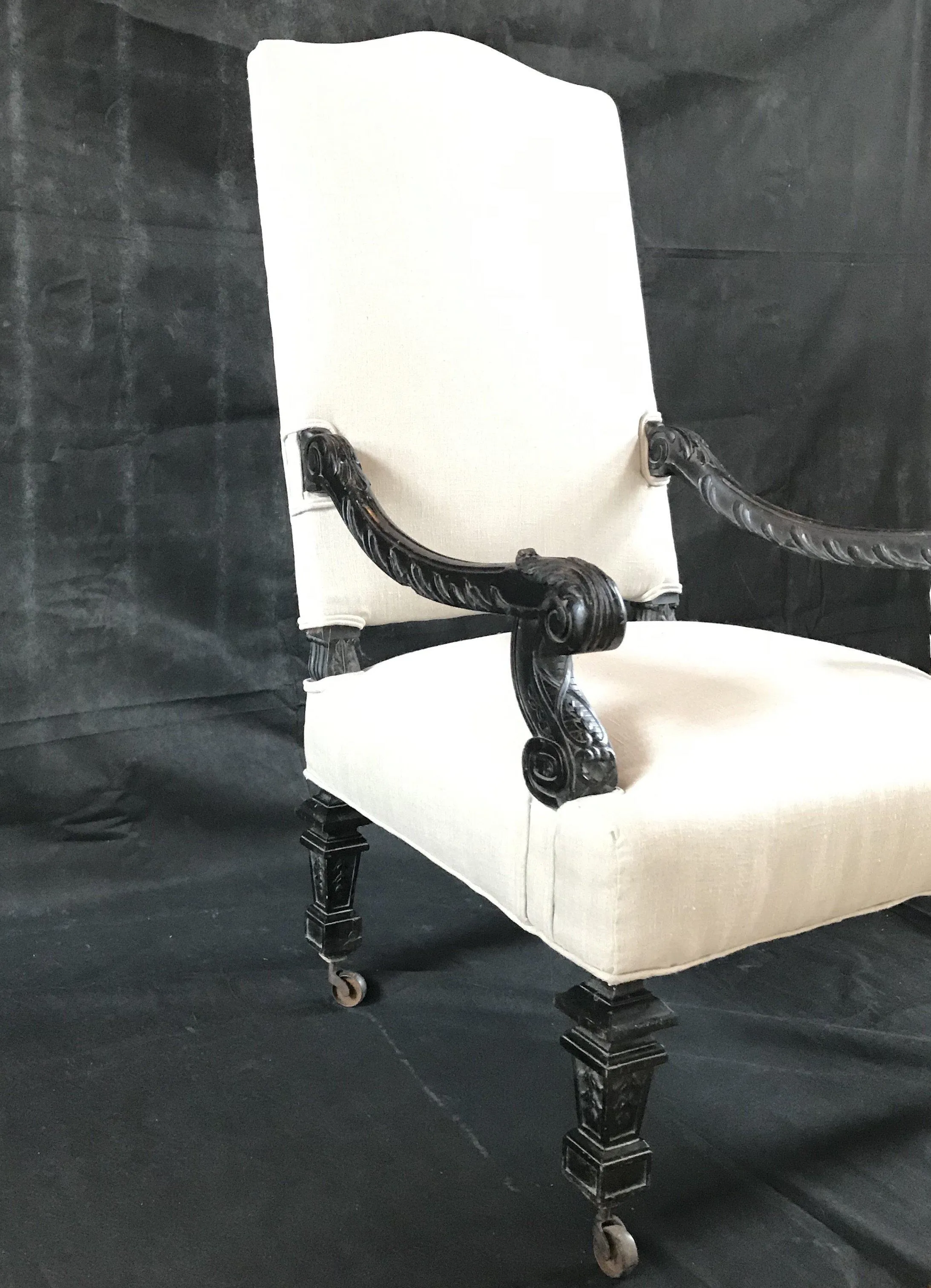 Early French Louis XIV Antique Armchair Beautifully Carved (Reupholstered)