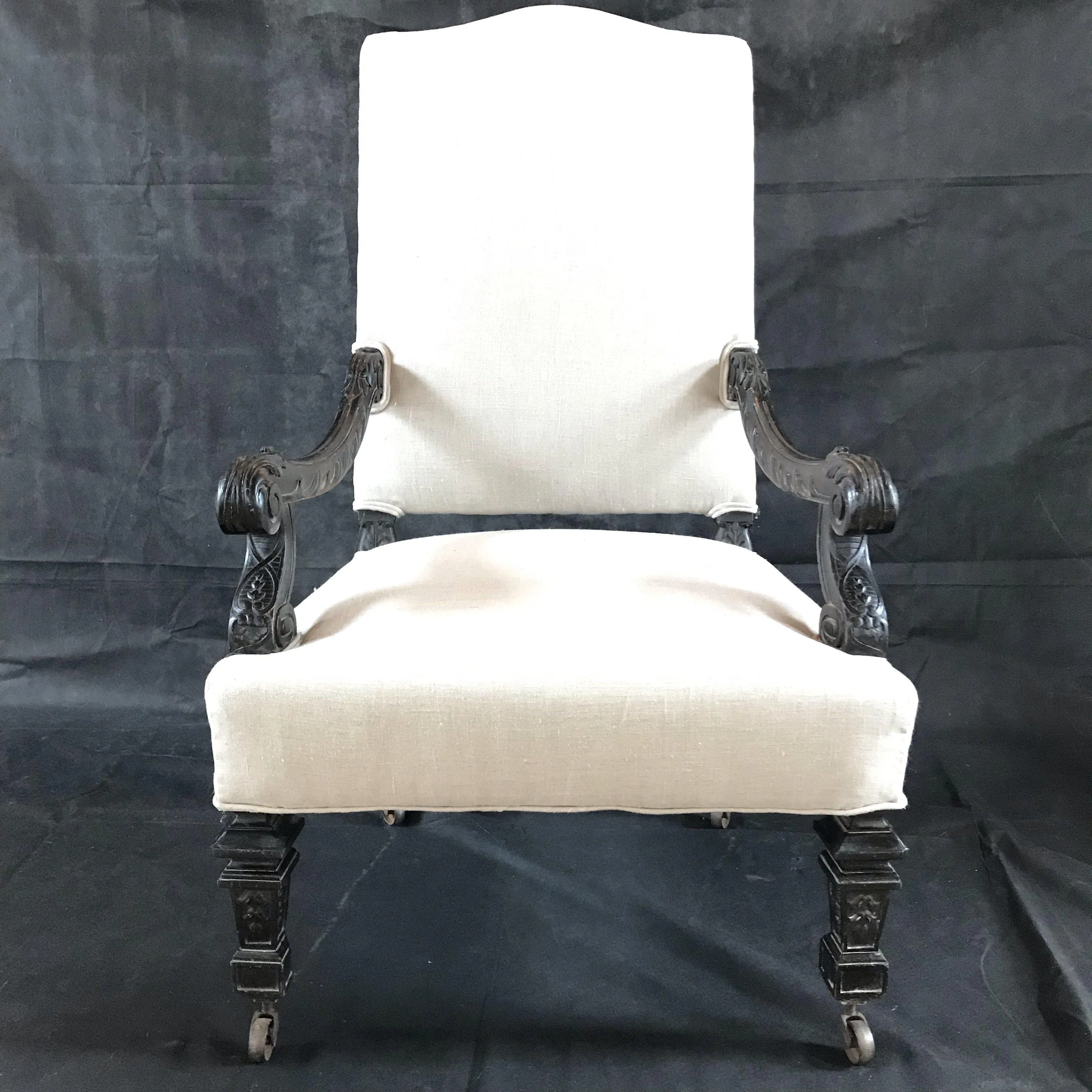 Early French Louis XIV Antique Armchair Beautifully Carved (Reupholstered)