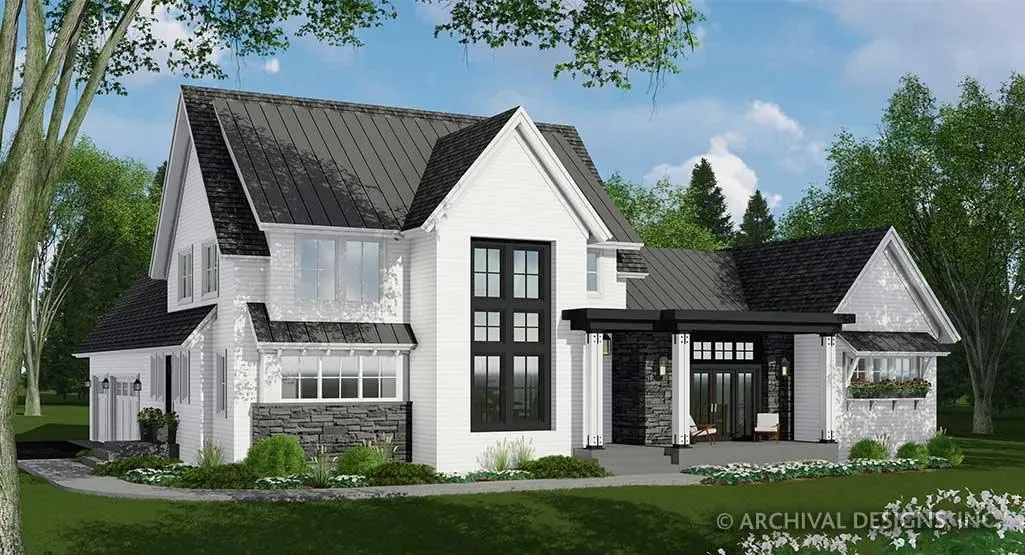 Elegant Four-Bedroom Home Plan with Spacious Design