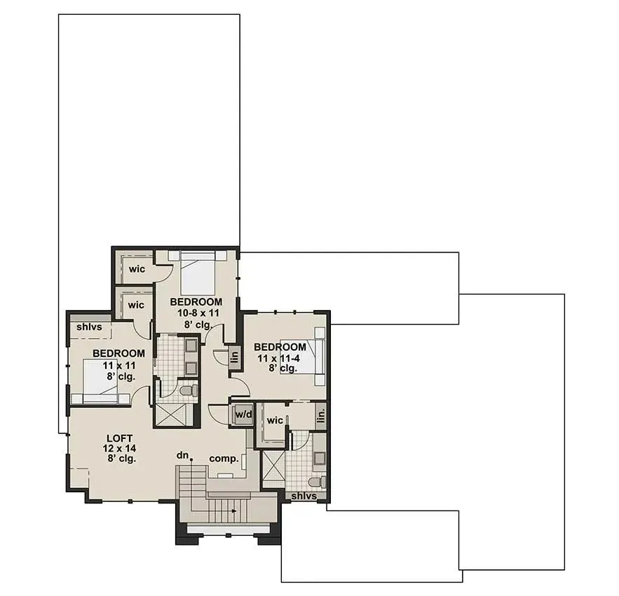 Elegant Four-Bedroom Home Plan with Spacious Design