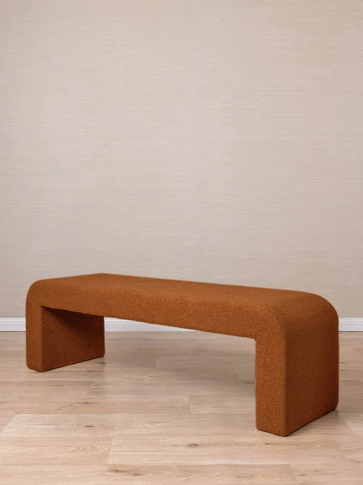 Felix Bench Seat - Boucle Curl - Natural Clay