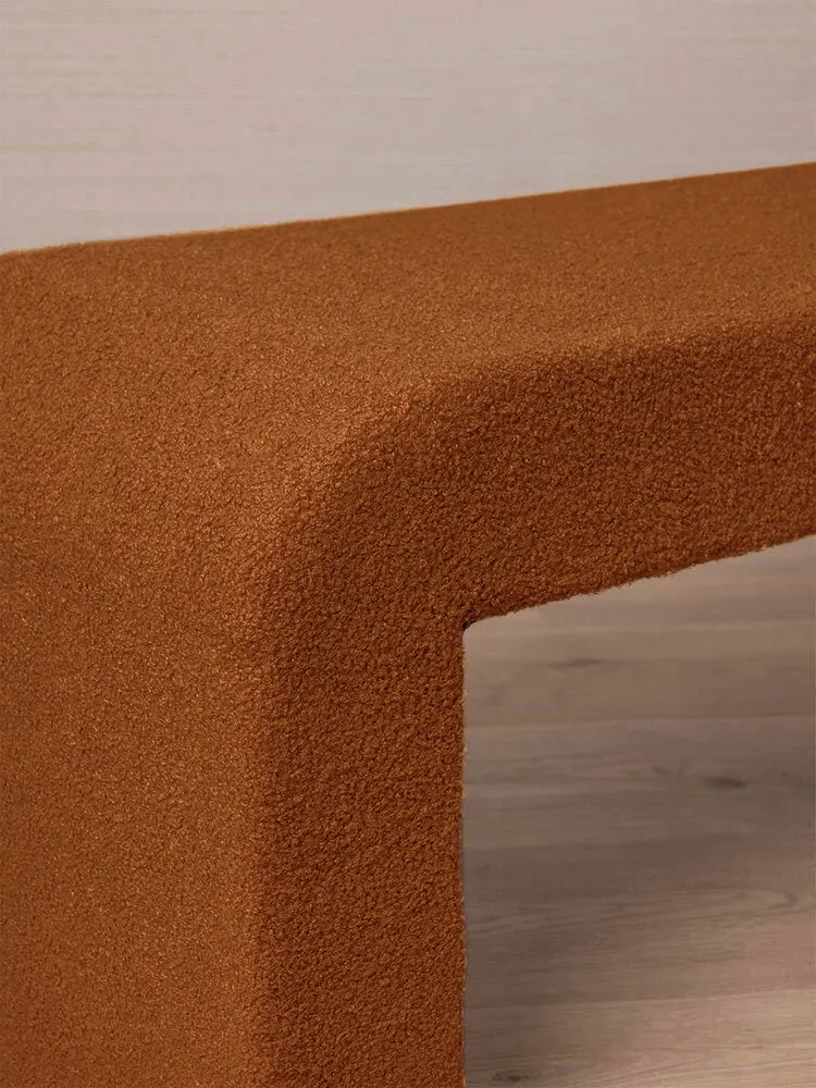 Felix Bench Seat - Boucle Curl - Natural Clay