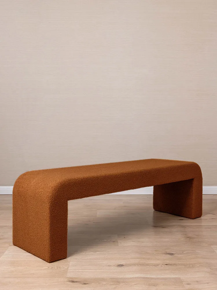 Felix Bench Seat - Boucle Curl - Natural Clay