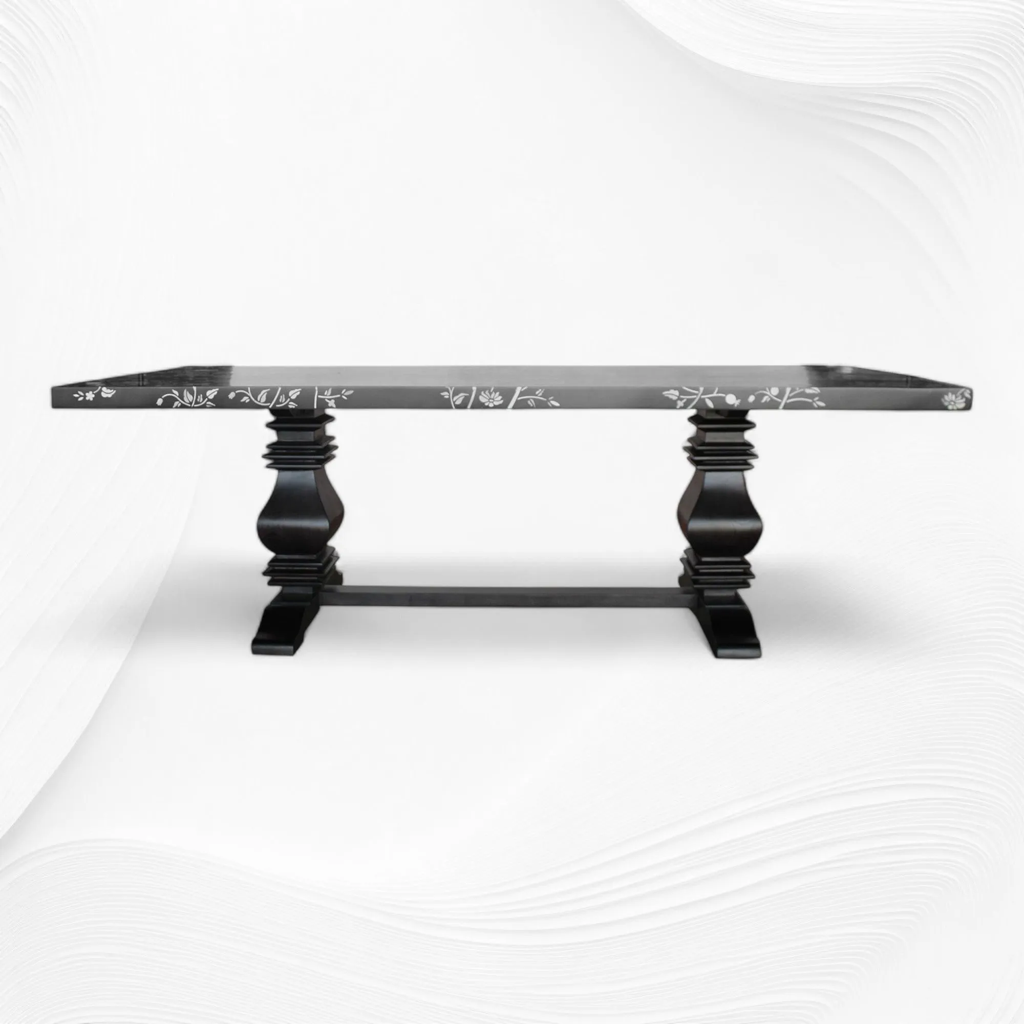 Flora Bone Inlay Dining Table Black