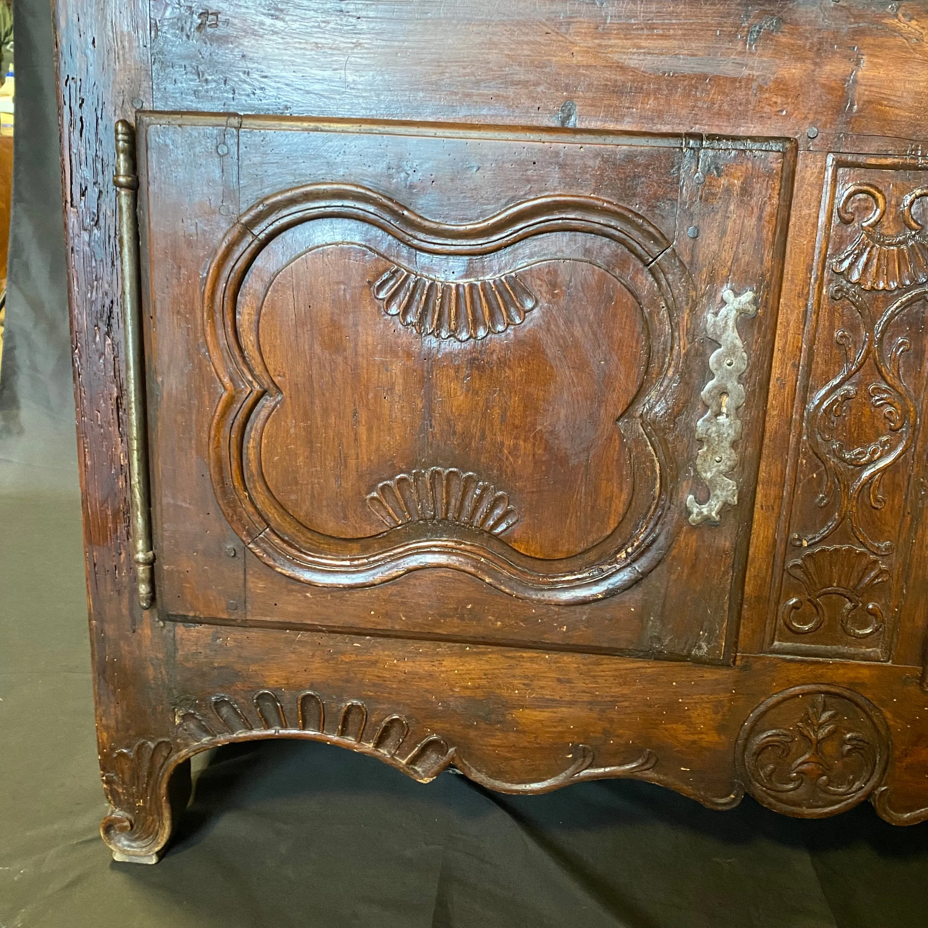 French 18th Century Carved Walnut Buffet or Sideboard Storage Cabinet