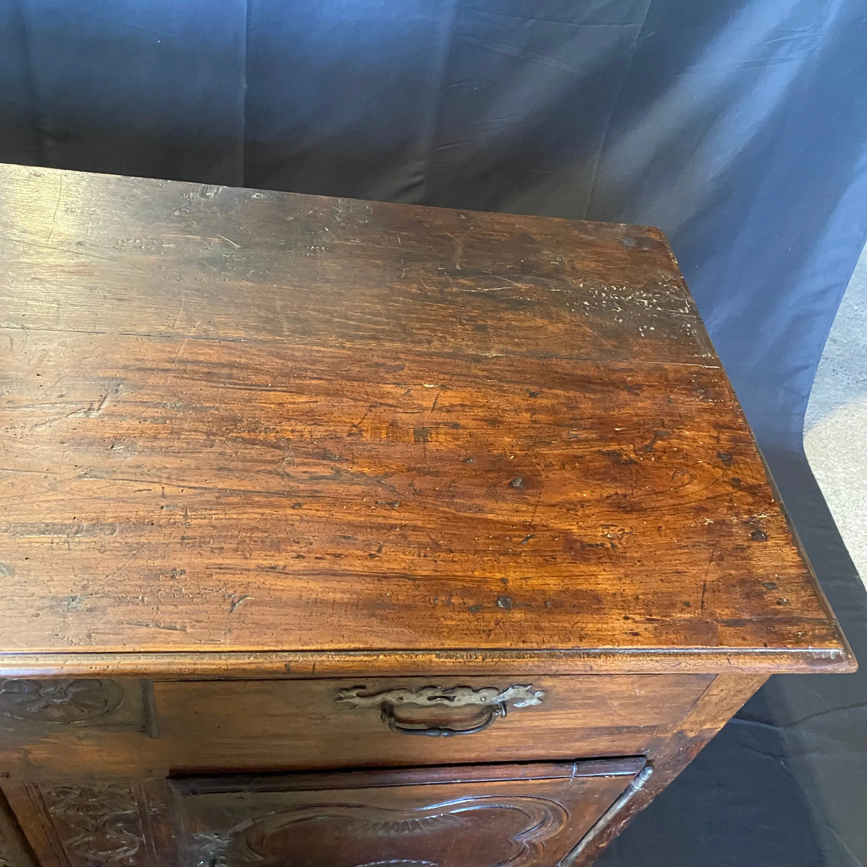 French 18th Century Carved Walnut Buffet or Sideboard Storage Cabinet