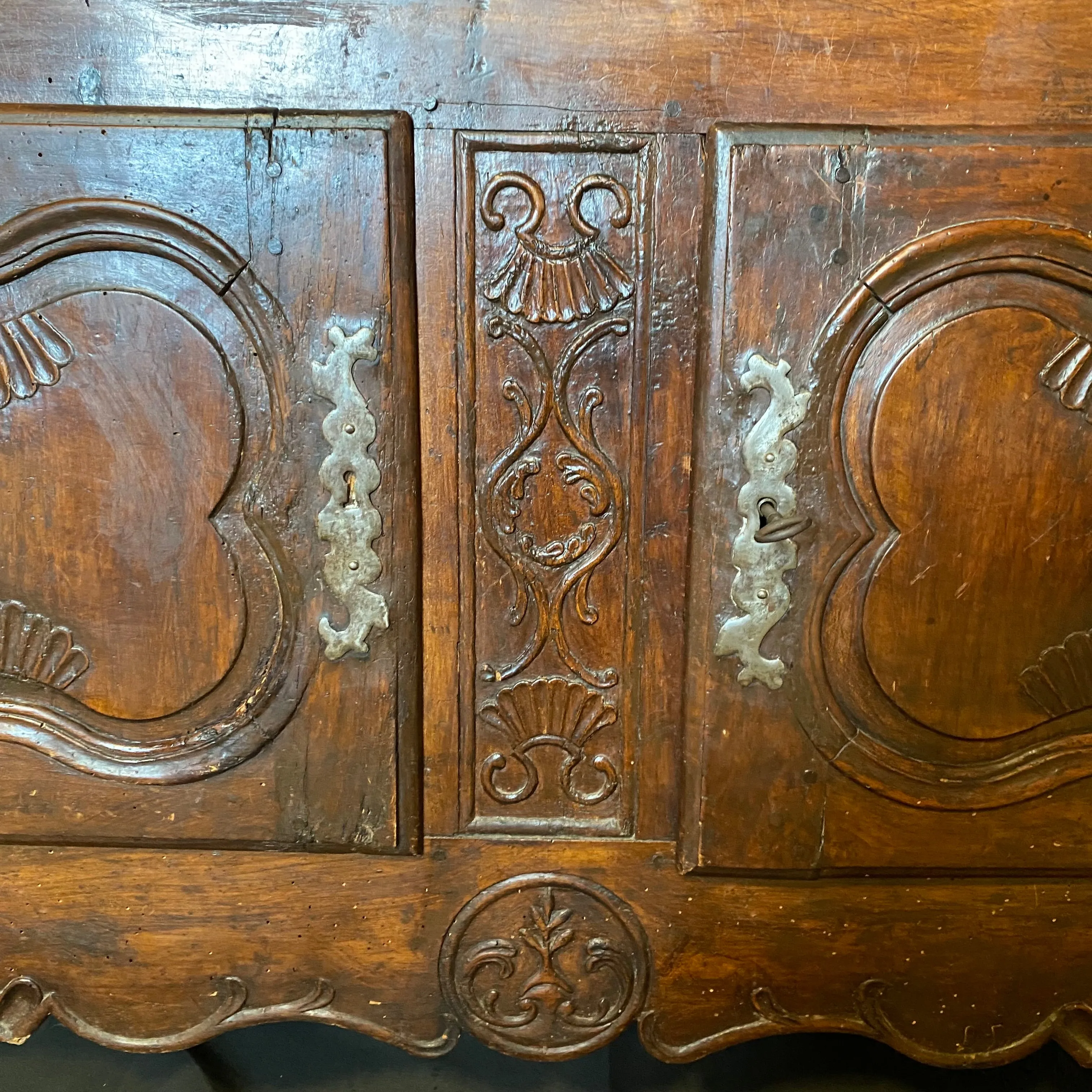 French 18th Century Carved Walnut Buffet or Sideboard Storage Cabinet