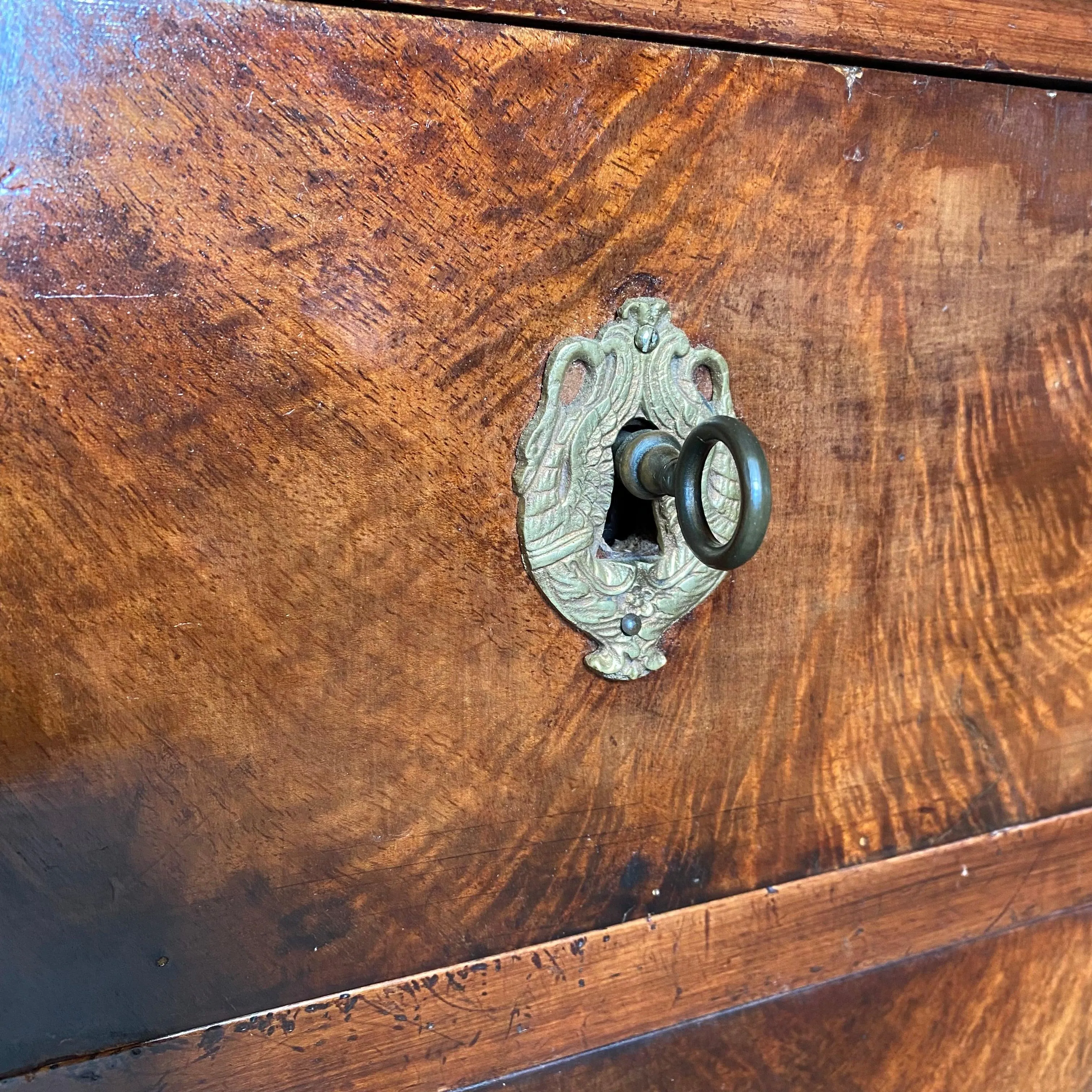 French 19th Century Empire Mahogany Writing Desk with Embossed Leather Writing Surface