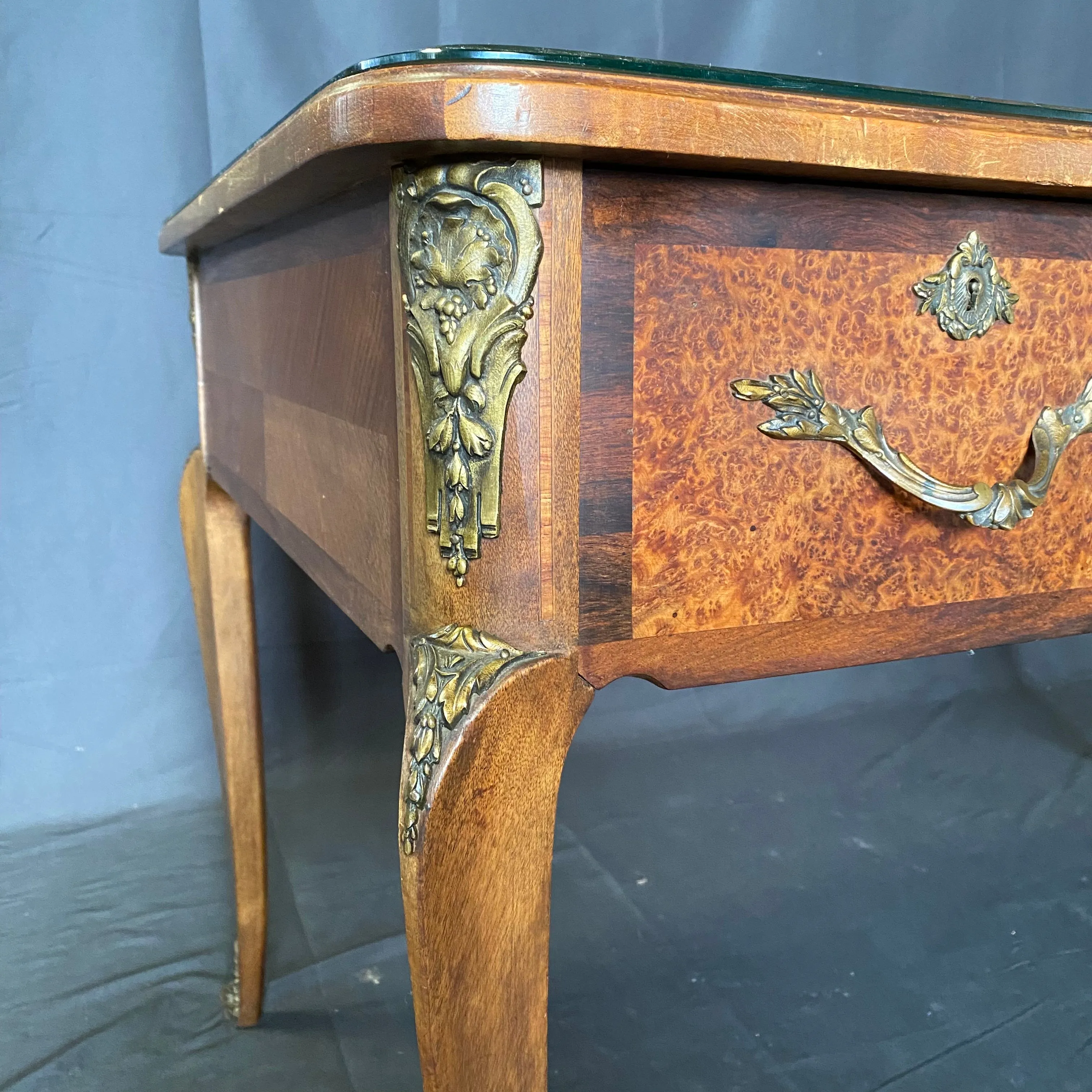 French 19th Century Leather Top Louis XV Style Writing Desk or Bureau Plat