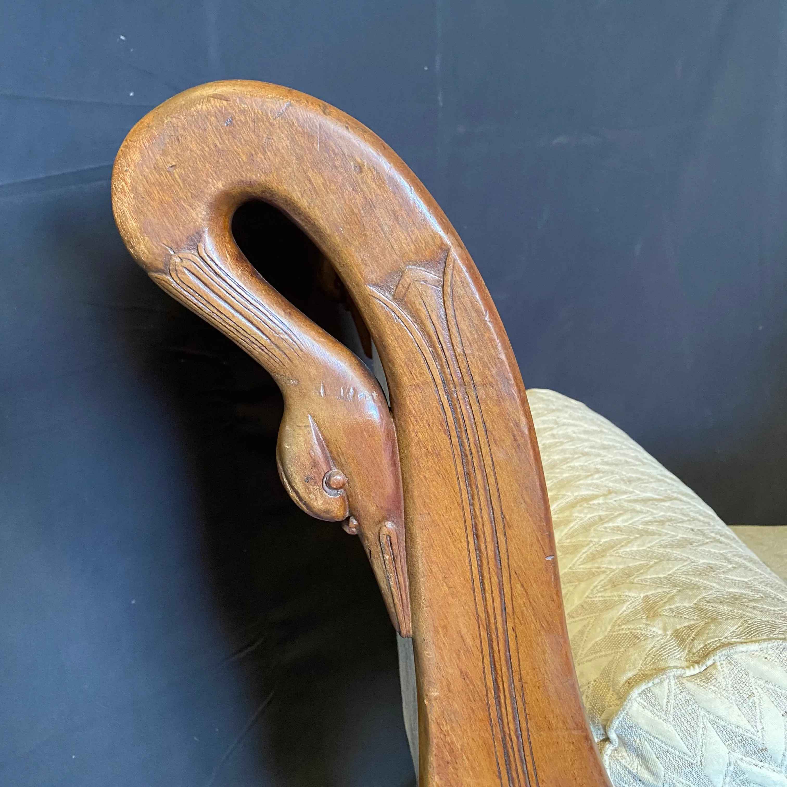 French Antique Swan Neck Recamier Chaise Lounge Sofa