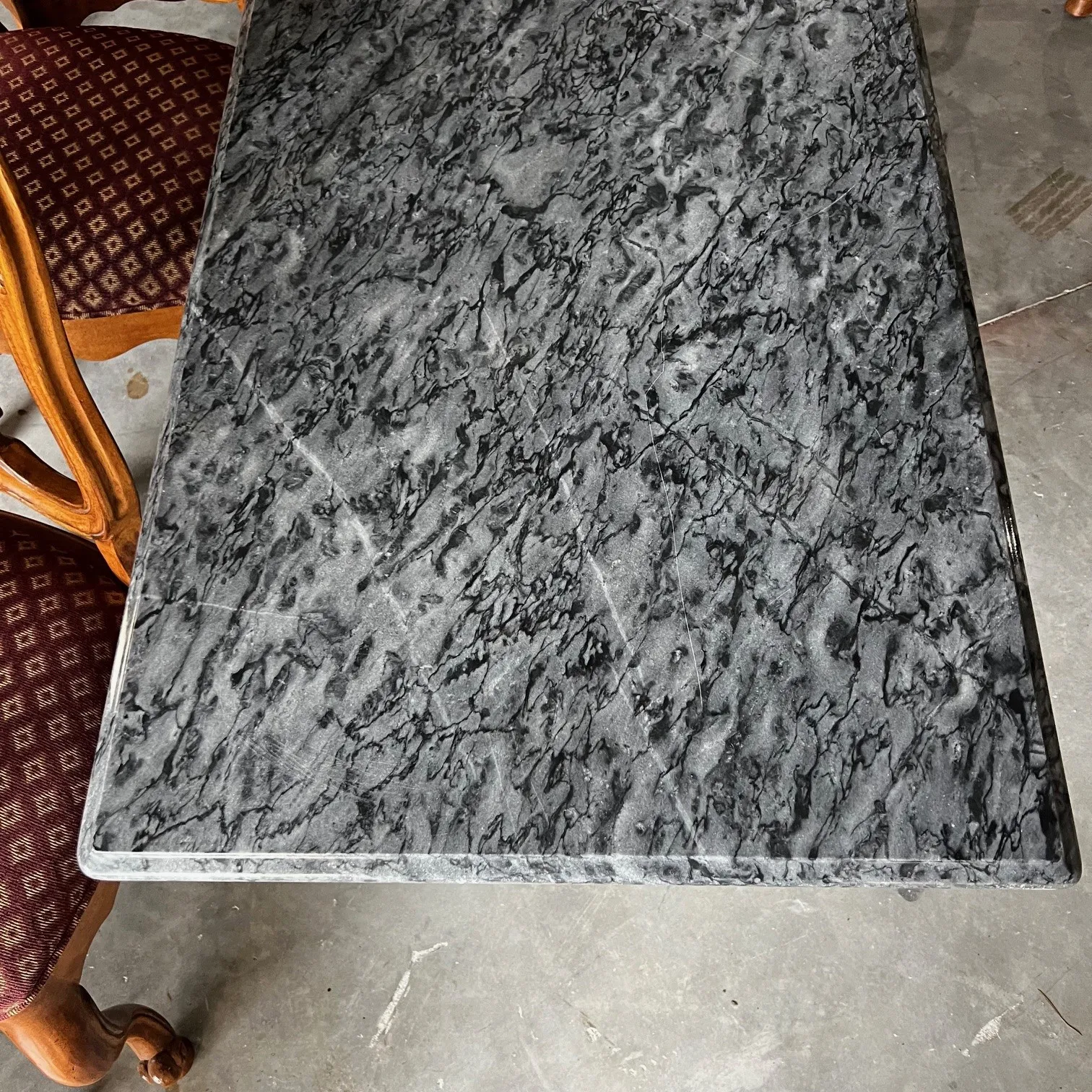 French Marble Top Bistro Table or Cafe Table with Iron Base