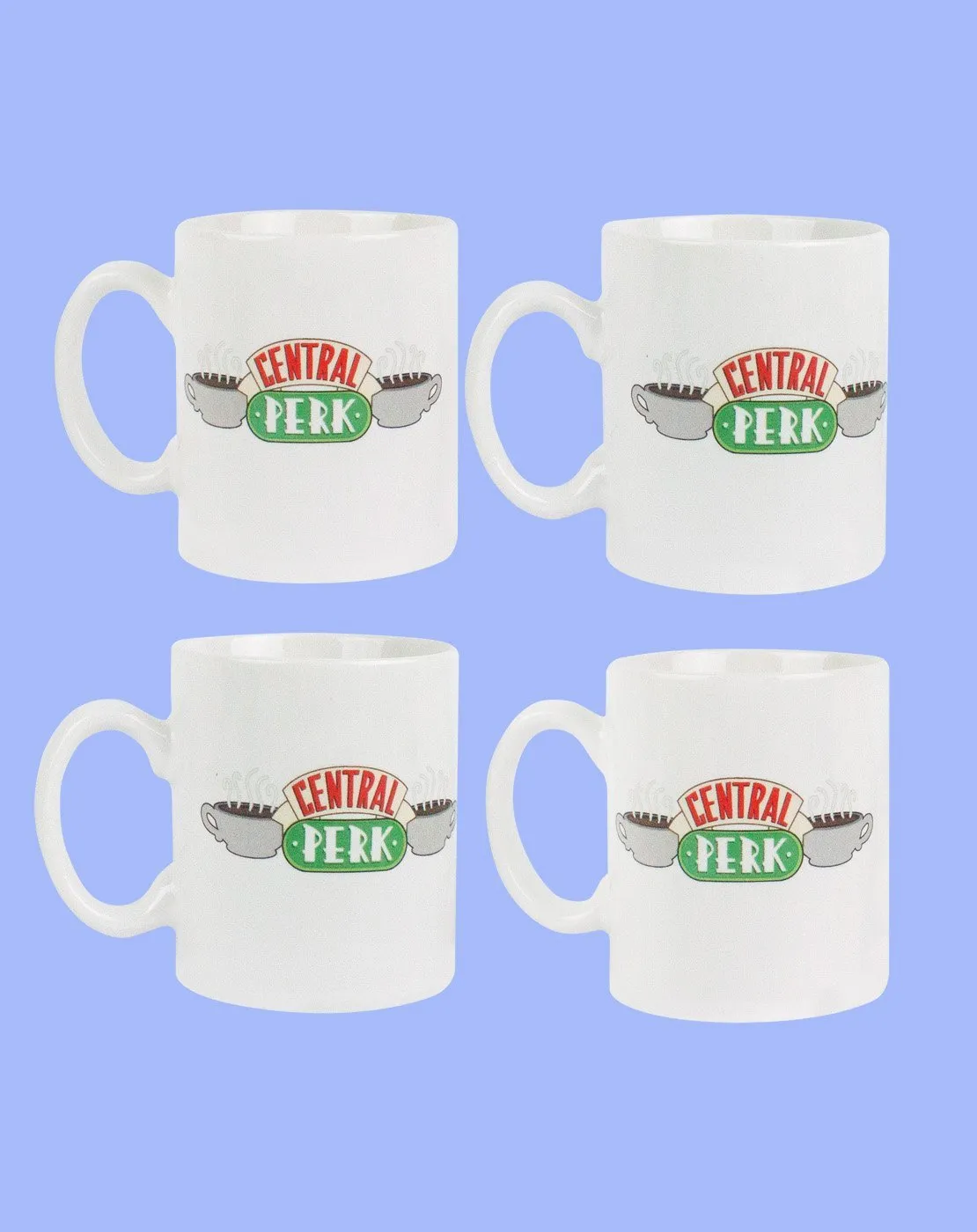 Friends Central Perk TV Series White Espresso Mugs 4 Cup Set