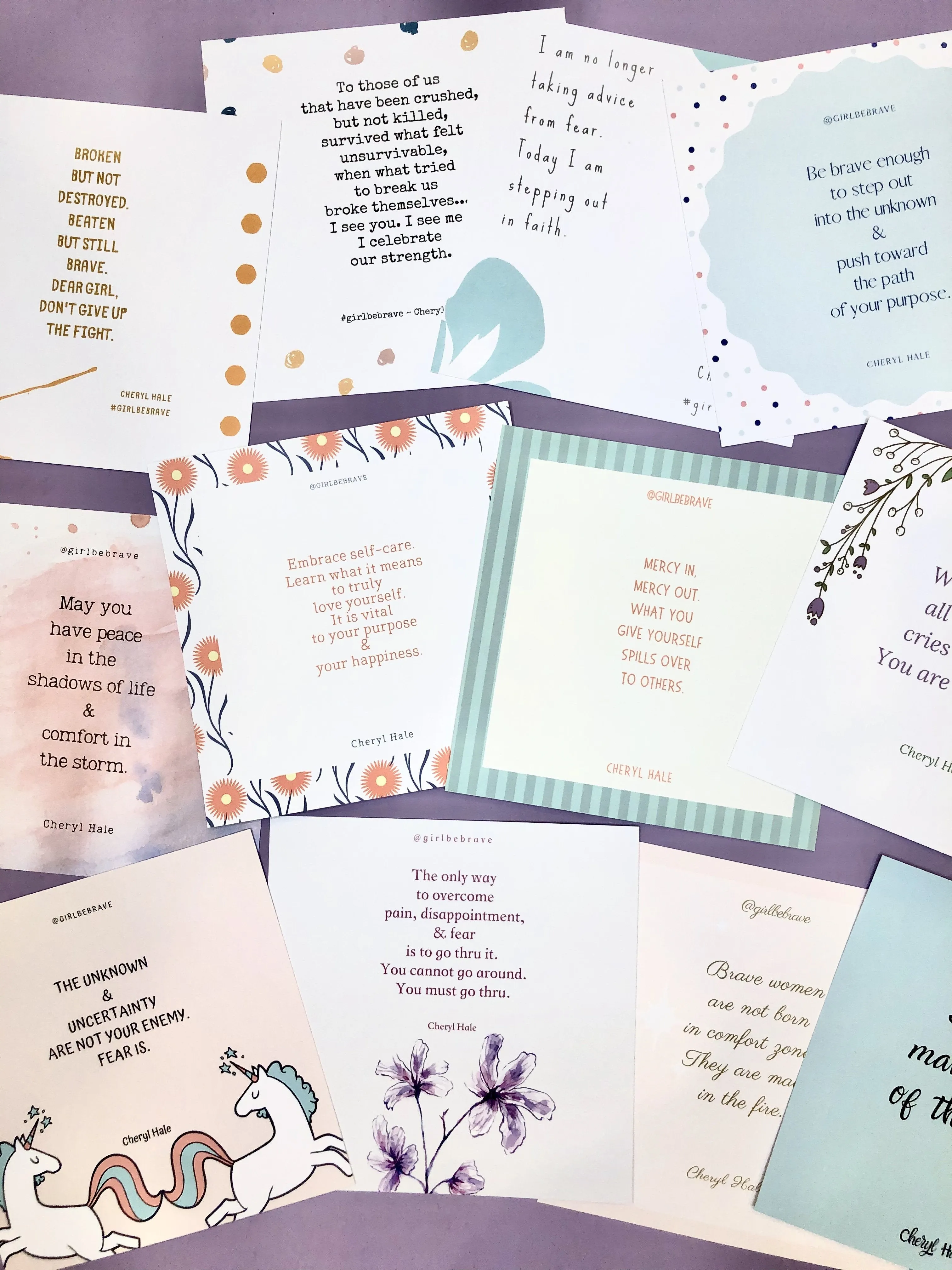 Girl Be Brave Quote Cards with Envelopes Set of 12