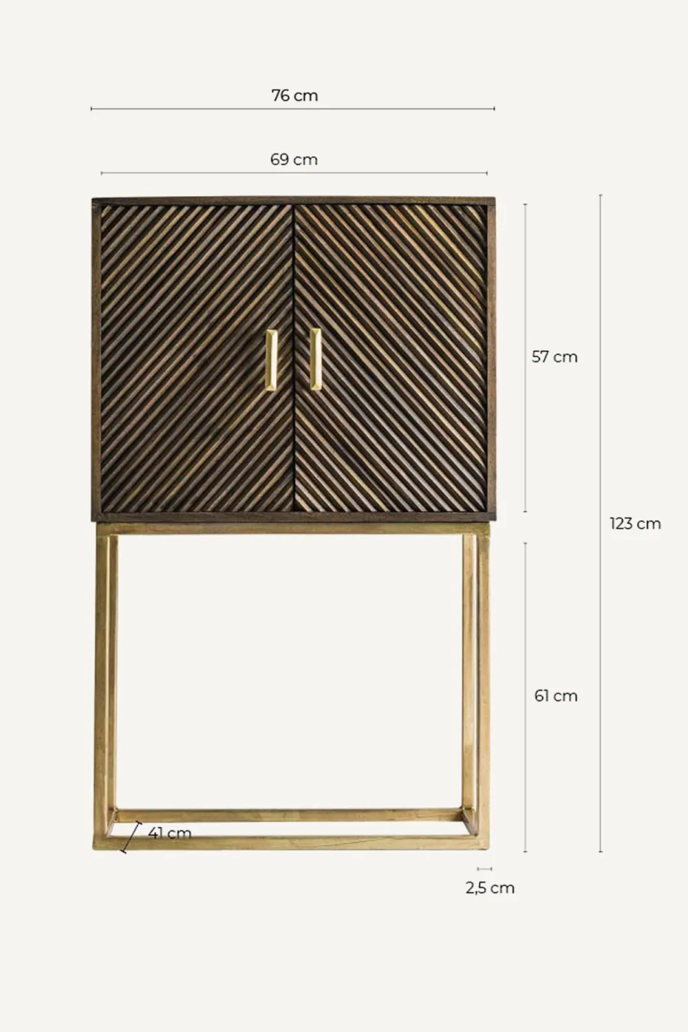 Gold 2-Door Bar Cabinet | Vical Home Kraj