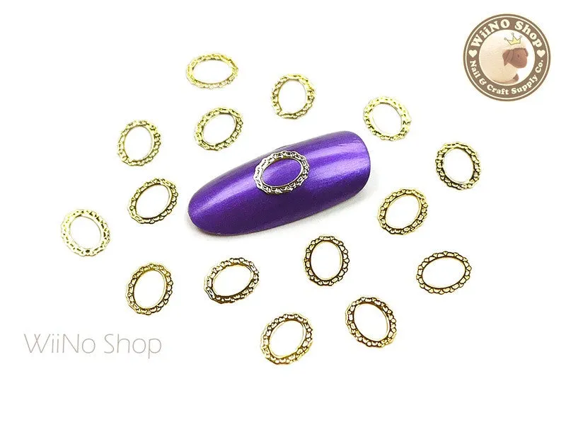 Gold Lace Oval Frame Ultra Thin Nail Art Metal Decoration - 25 pcs