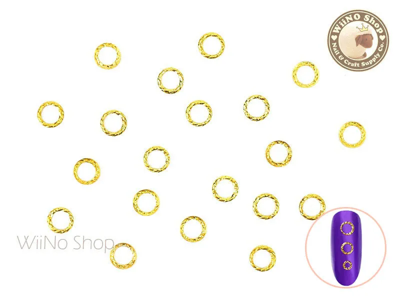 Gold Round Twisted Frame Metal Studs - 10 pcs (3mm/4mm/5mm)