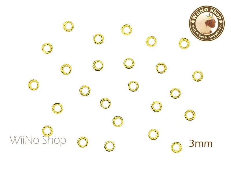 Gold Round Twisted Frame Metal Studs - 10 pcs (3mm/4mm/5mm)