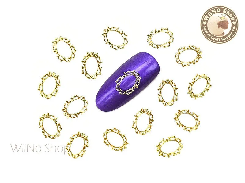 Gold Victorian Oval Frame Ultra Thin Nail Art Metal Decoration - 25 pcs