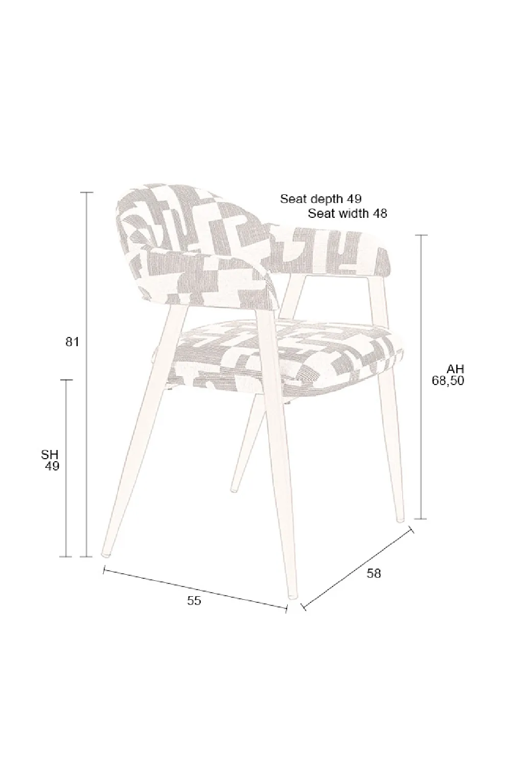 Graphic Patterned Dining Chair (2) | Dutchbone Miyo