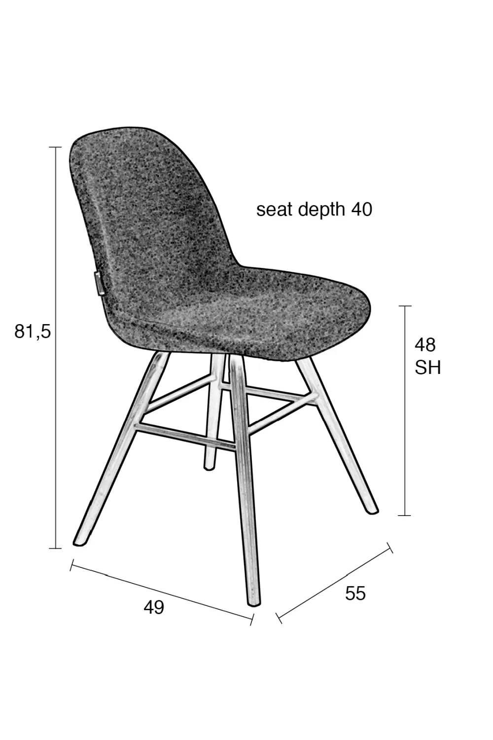 Gray Upholstered Dining Chairs (2) | Zuiver Albert Kuip