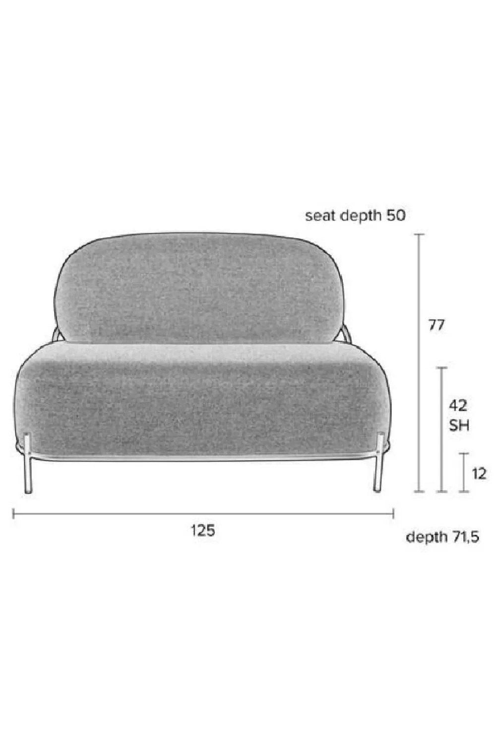 Gray Upholstered Loveseat | DF Polly