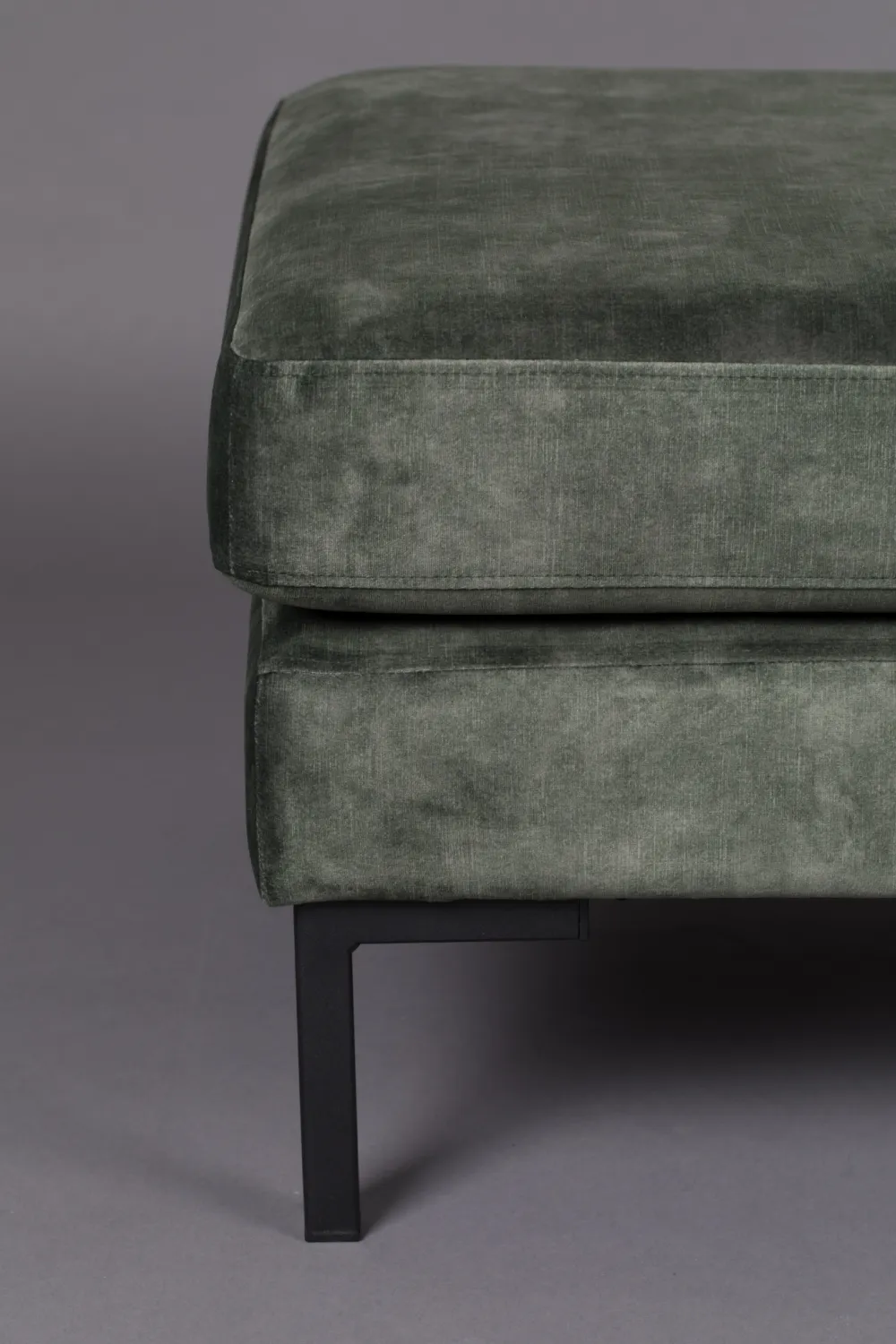 Green Upholstered Hocker | Dutchbone Houda