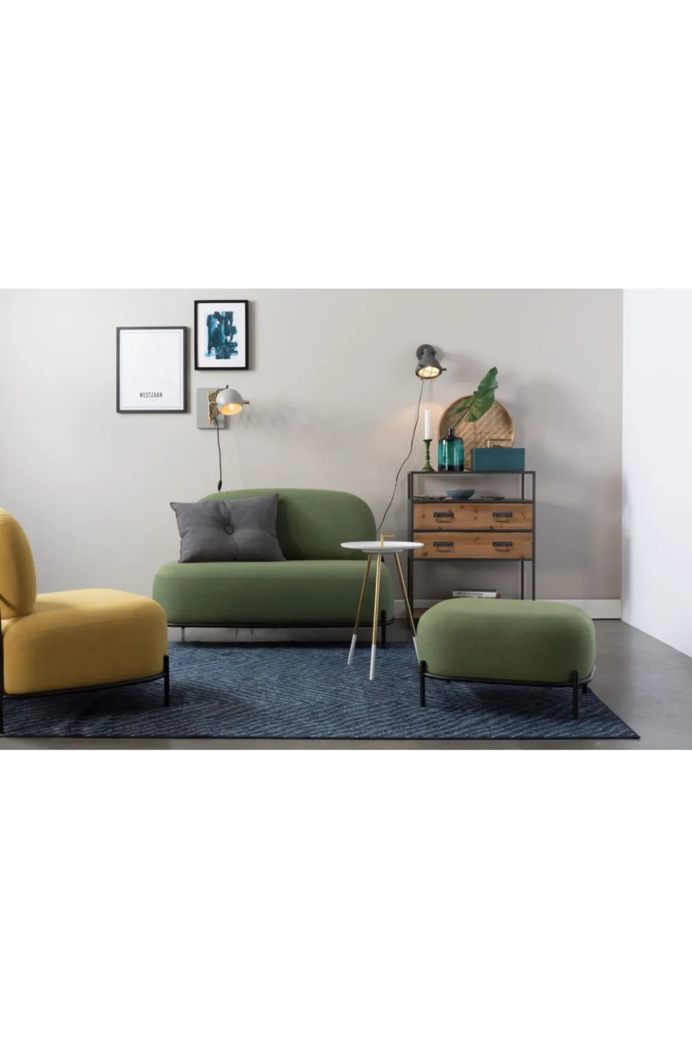 Green Upholstered Loveseat | DF Polly