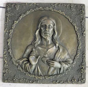 Handcrafted bronze sculpture SALE Mount Wall Angel And Christ Jesus Signed