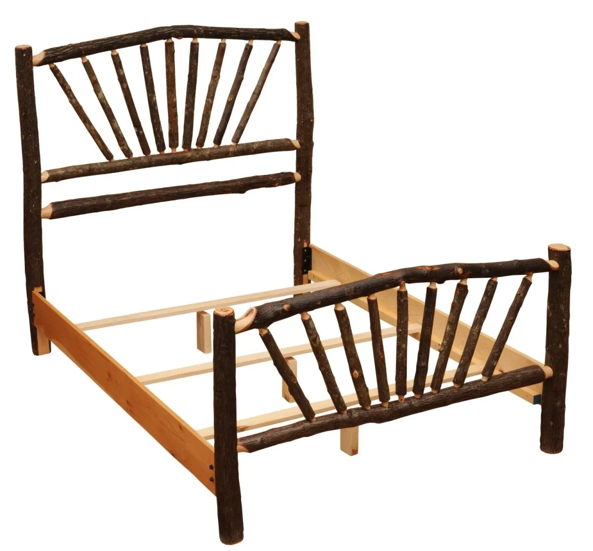 Hickory Log Sunburst Bed - Double