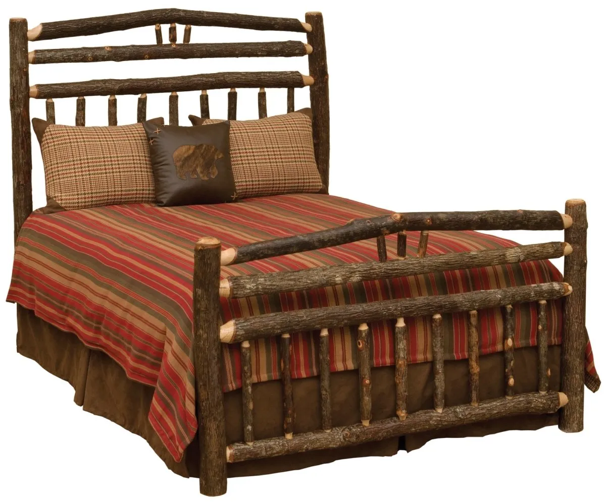 Hickory Log Wagon Wheel Bed - Single