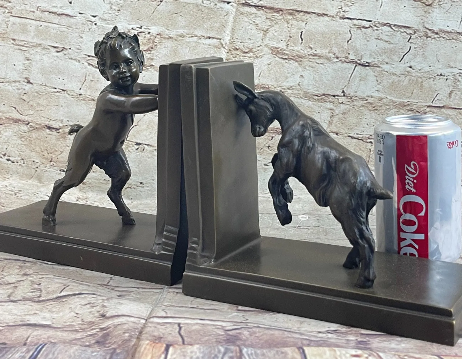 Hot Cast Satyr and Goat Erotic Mythical Bookends Book Ends Bronze Sculpture SALE