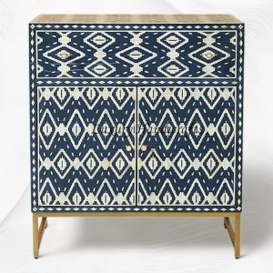 Ikat Bone Inlay Entryway Cabinet Blue