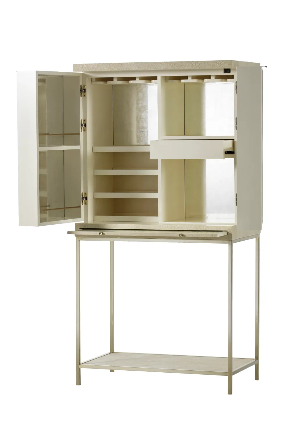 Ivory Shagreen Bar Cabinet With Light | Andrew Martin Melissa